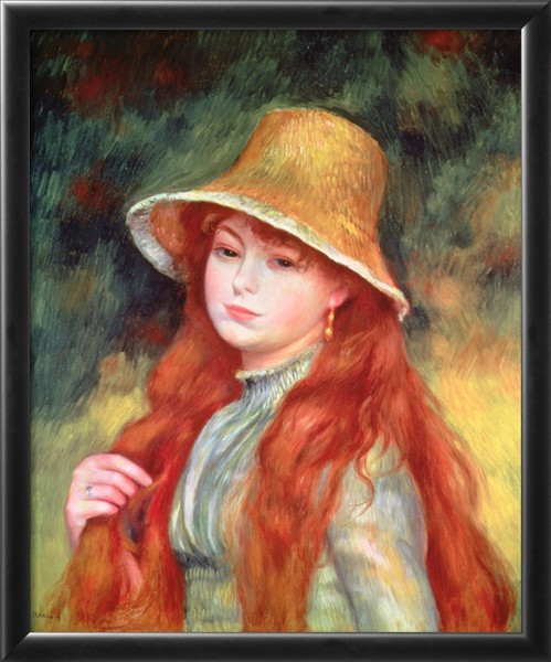 Young Girl with Long Hair - Pierre Auguste Renoir Painting